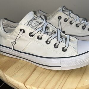 Converse All Star Casual Sneakers, White/Black, Canvas, Womens US Size 10